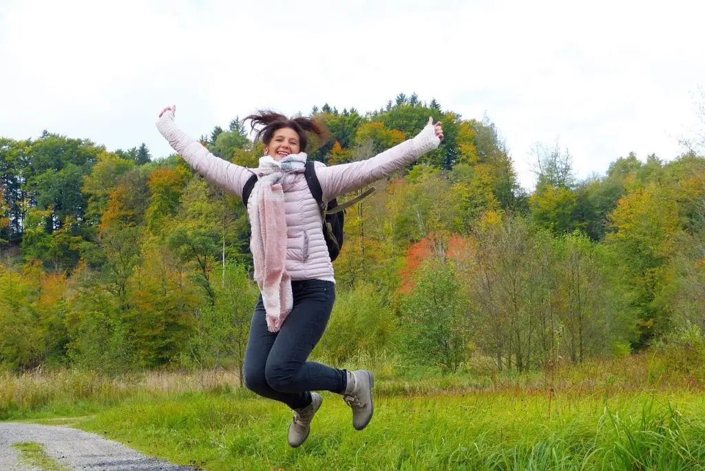 woman, jump, hop