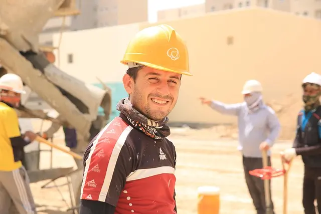Happy hispanic construction worker attending NYC safety training 2025