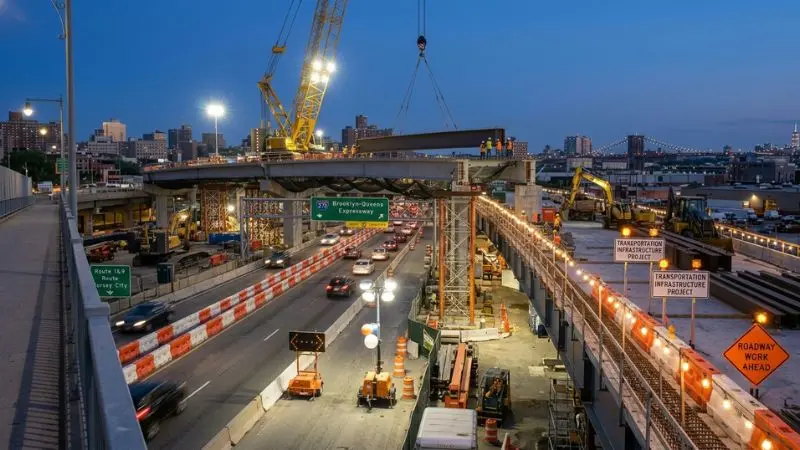 Illustrative roadway bridge and overpass construction project related to the Parkway Overpass Fall topic.