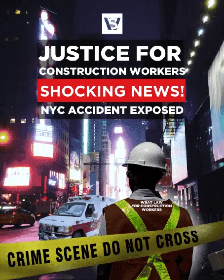 La miniatura de la mancha "Video: Shocking News - Crane Construction Accident in Midtown Manhattan" muestra una escena en Manhattan con una ambulancia y una cinta de la escena del crimen en frente.