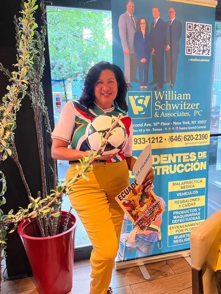 Promotional giveaways were presented during the Ecuador watch party in Long Island City. Ecuador Fans Gathered for a FIFA World Cup Watch Party in Long Island City