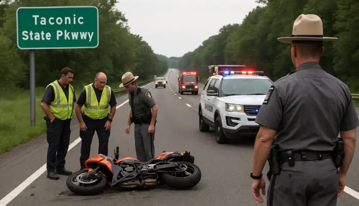 Police at scene of Taconic State Parkway motorcycle crash in Mount Pleasant, Hudson Valley