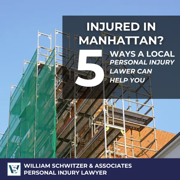 Image of a scaffold with an image "Injured in Midtown Manhattan? 5 Ways a Local Personal Injury Lawyer Can Help You"