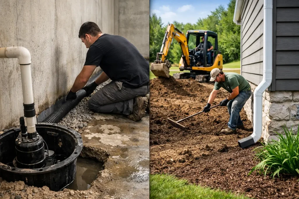 Interior Drain Versus Grading for Wet Basements