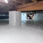 Crawl space encapsulation in Greenfield IN with sealed vapor barrier and clean waterproofed floor