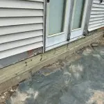Completed rim joist and plate replacement beside exterior doors in Bloomington, IN