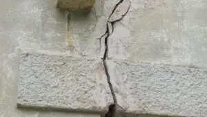 Large vertical crack in exterior concrete foundation wall