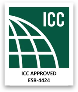 ICC approved logo for StablWall foundation repair system, featuring green globe design and text "ICC APPROVED ESR-4424," emphasizing certified structural strengthening solutions for cracked foundations.