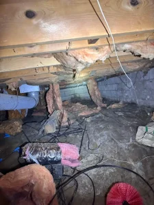Crawl space before encapsulation and foundation repair in Perrysburg, OH