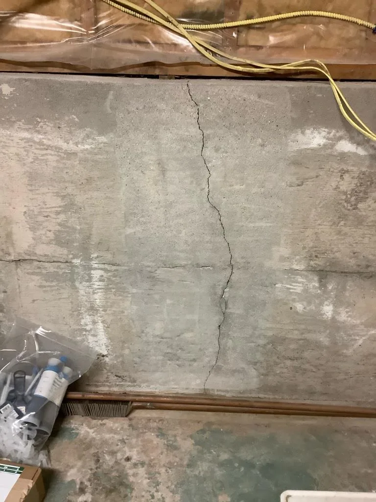 Foundation crack repair in Canton CT using carbon fiber reinforcement and epoxy injection