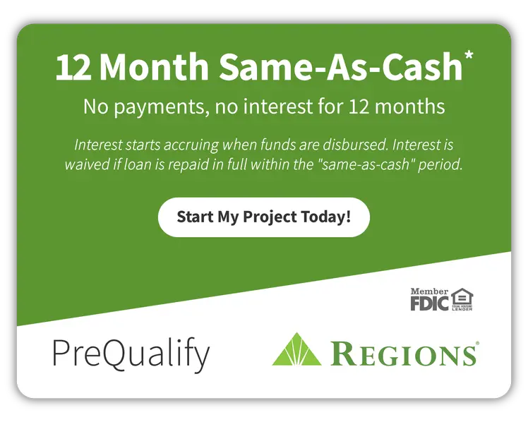Regions 12 month same as cash financing option