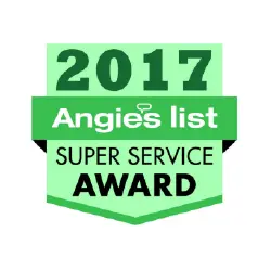 2017 Angie's List Super Service Award badge recognizing Healthy Way Waterproofing & Mold Remediation for excellence in customer service in New Jersey.