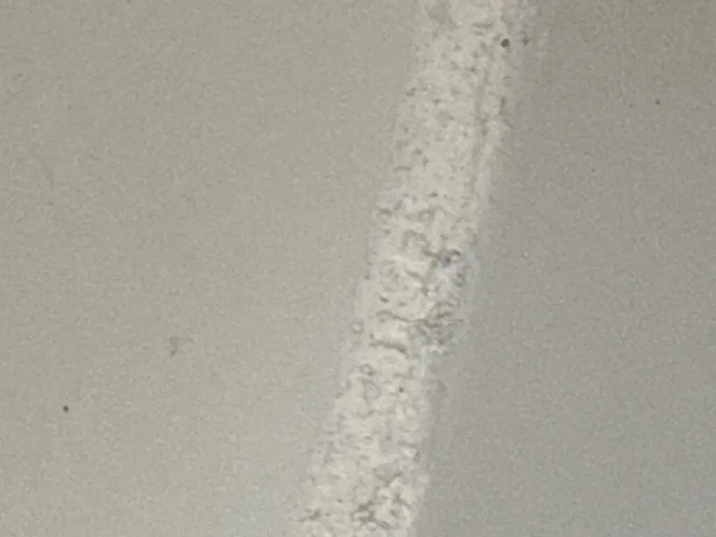 Close-up of a foundation crack and repair work in a New Jersey home.