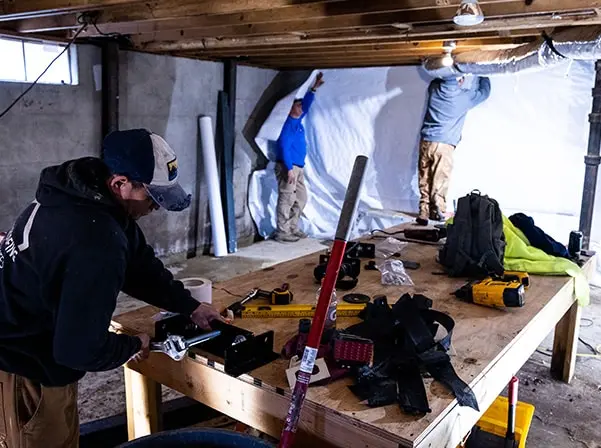 men working on foundation