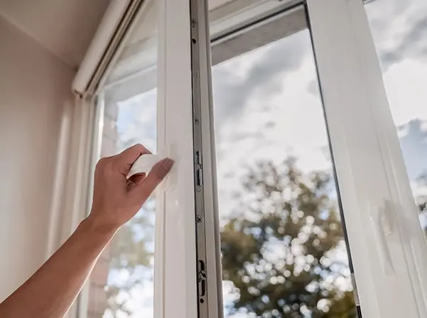 Sticking window and door indicating foundation shifting or crawl space settlement.