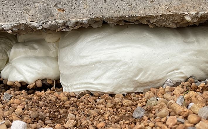 Polyjacking foam to lift and level concrete
