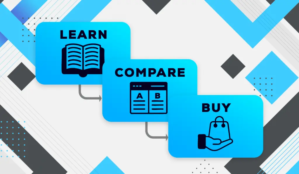Learn, compare, buy process illustration