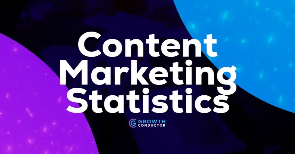 Content marketing statistics dashboard visual with charts and data elements.