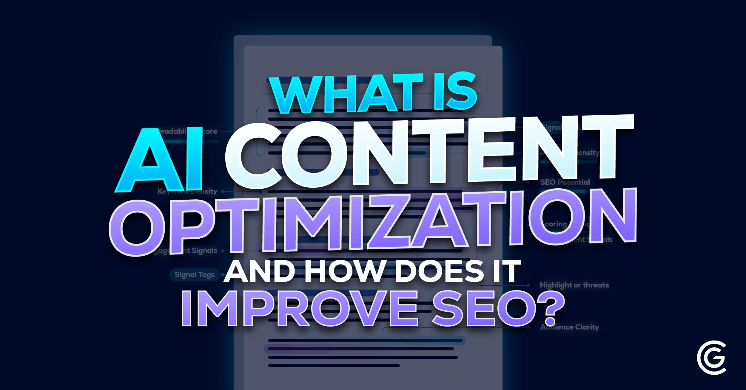 AI content optimization and SEO concept graphic