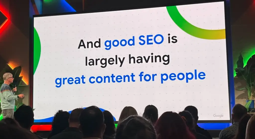 Conference slide about good SEO and content