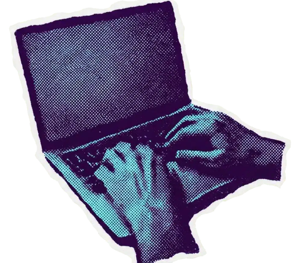 Hands typing on laptop keyboard illustration