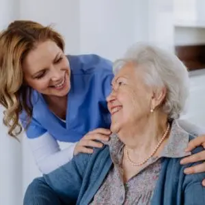 home care worker and elderly woman