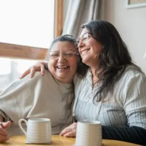 elderly mother and daughter caregiver