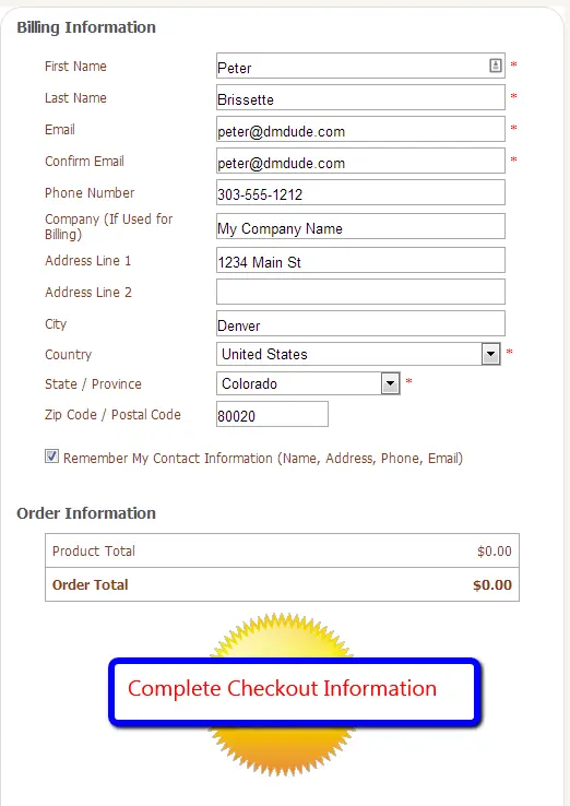 Professional membership checkout information