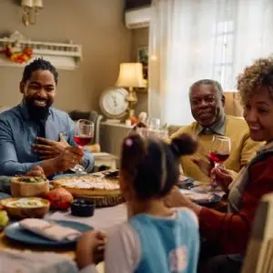 family talking about caregiving eldercare