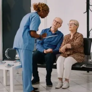 Elderly parents at doctors office