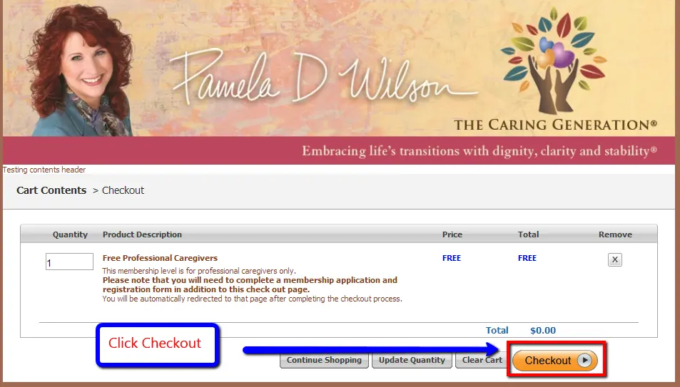 Professional Membership Cart Contents