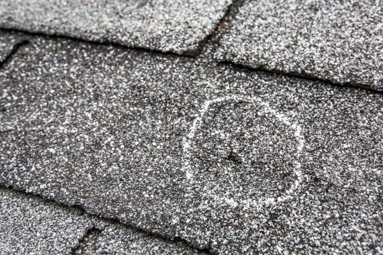 close-up view of shingle damage after hail storm, Wayzata, Minnesota