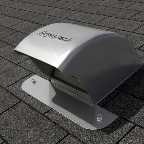 Outdoor metal dryer vent hood installed on a roof