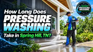 Professional pressure washing a home exterior and porch in Spring Hill, TN for 15cent Pressure Washing.