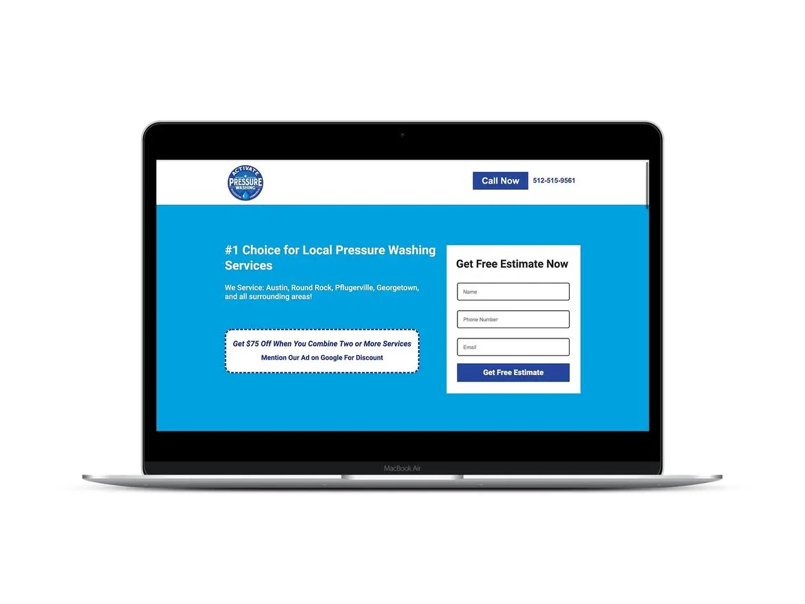 Activate Pressure Washing Landing Page