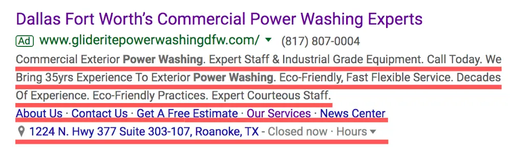 Google Ads Extension Example