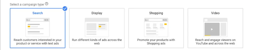 Google Ad Campaign Type