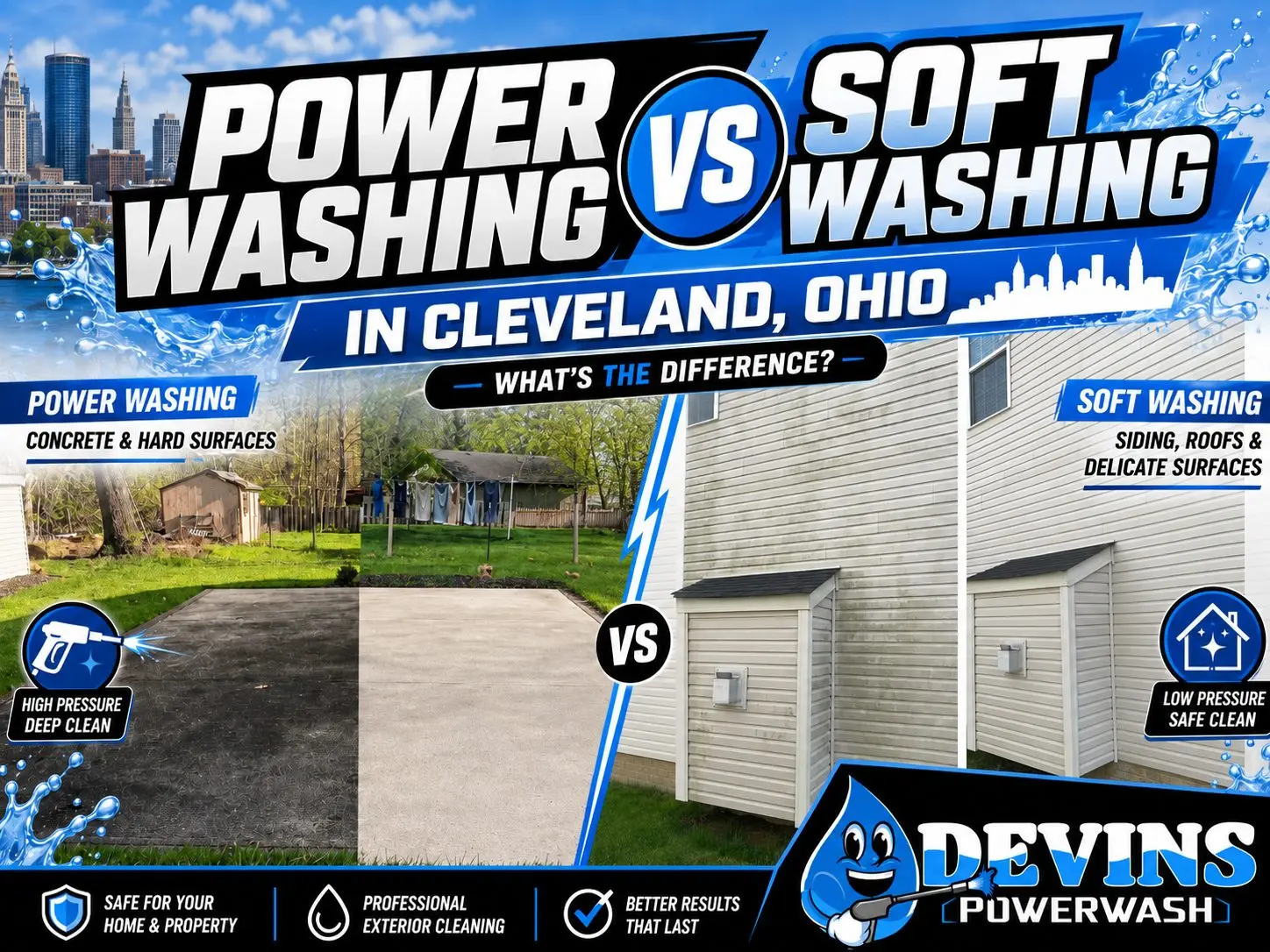 Soft Washing vs Power Washing in Cleveland