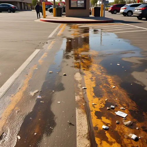 Oil stained drive thru