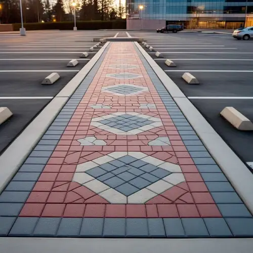 Decorative paver parking lot