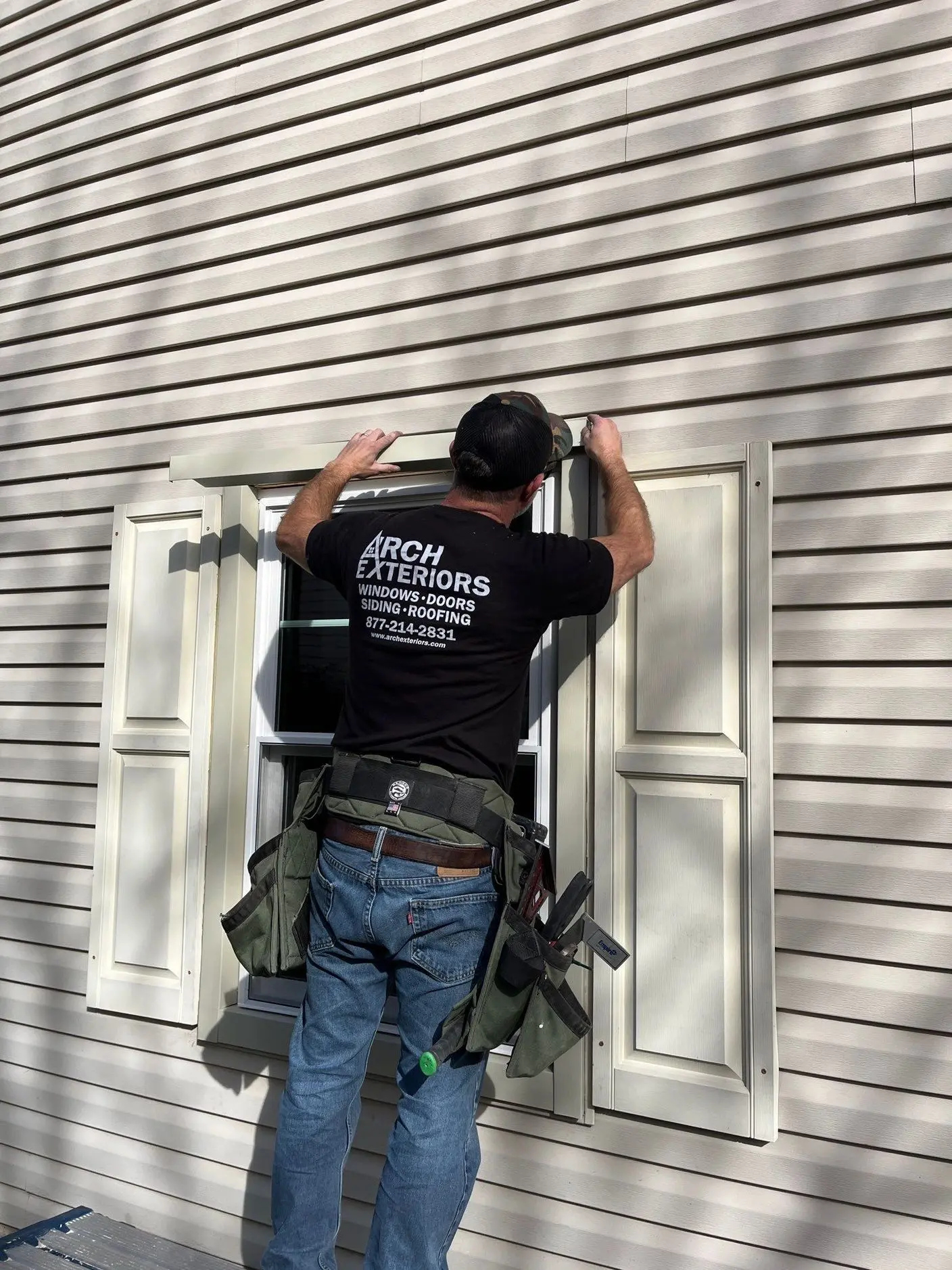 Replacement window with new exterior capping on a Frederick, Maryland home