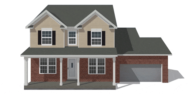 House exterior with siding, roof, brick, and shutter colors changing to show different design options