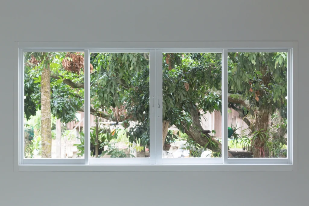close up of slider windows installed in residential home
