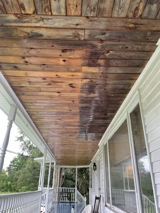 Wood Ceiling Cleaning and Restoration transformation in Lockport, NY
