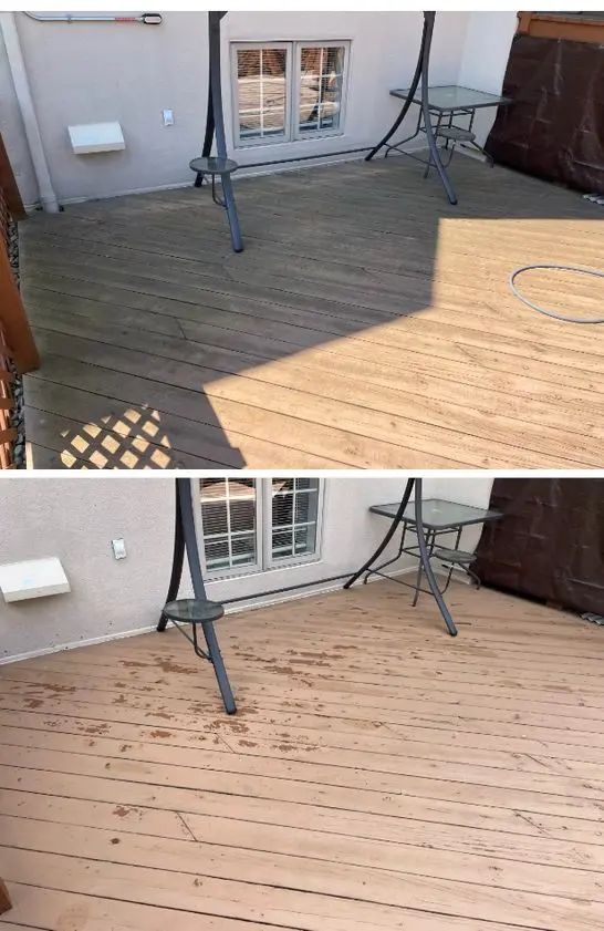 Before and after deck cleaning in Harris Hill, NY