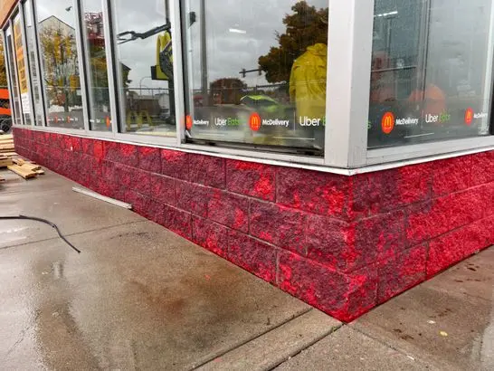 Mcdonald dirty building washing project in Buffalo NY