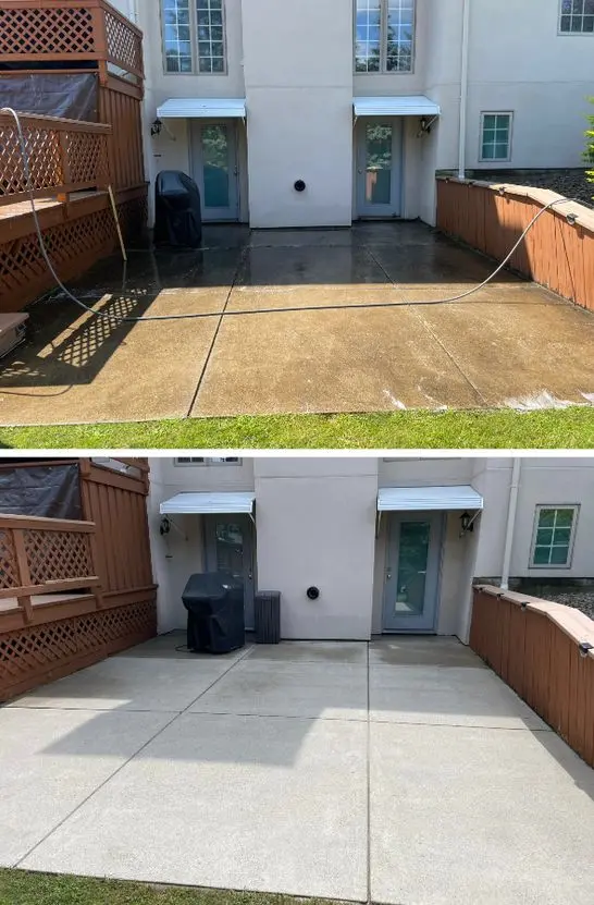 Before and after concrete cleaning in Harris Hill, NY