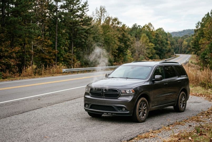 Rendered image of a Dodge Durango with cooling trouble