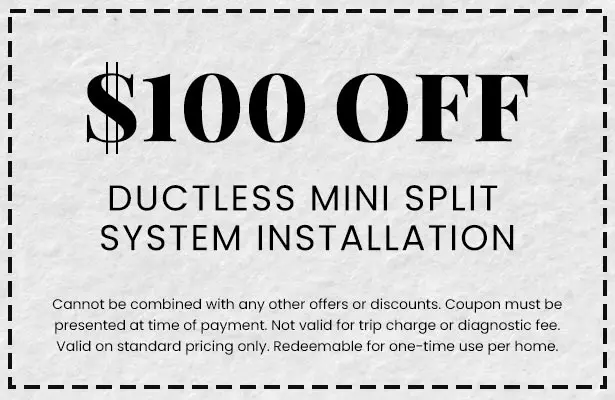 Discounts on Ductless Mini Split System Installation