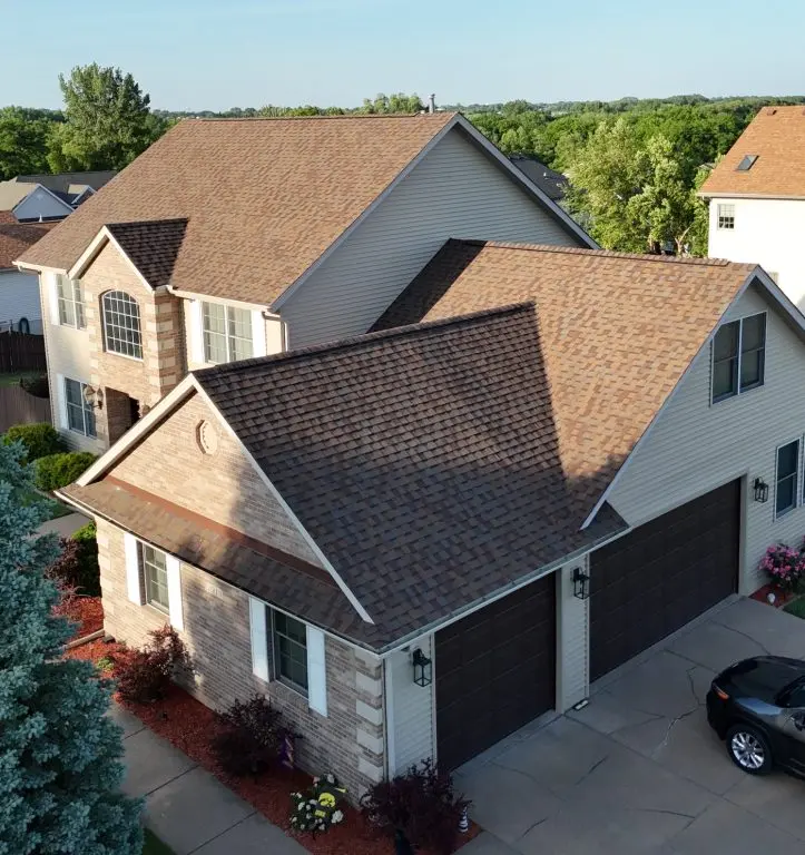 aerial view of asphalt roofing